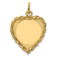 14K Polished .013 Gauge Engravable Heart with Rope Disc Charm, 24 x 17mm