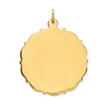 14K Plain .013 Gauge Engravable Disc Charm, 32 x 26mm