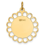 14K Plain .018 Gauge Engravable Flower Disc Charm, 28 x 21mm view