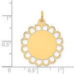 14K Plain .013 Gauge Engravable Flower Disc Charm, 28 x 21mm view