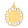 14K Plain .018 Gauge Engravable Flower Disc Charm, 28 x 21mm