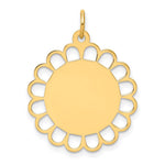 14K Plain .013 Gauge Engravable Flower Disc Charm, 28 x 21mm view