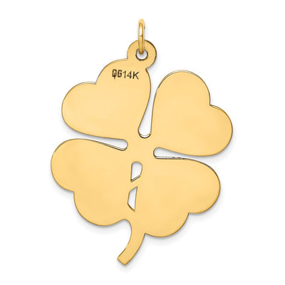 14K Plain .018 Gauge Engravable Clover Disc Charm, 37 x 27mm