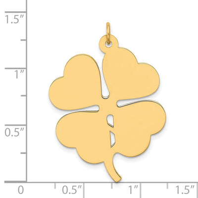 14K Plain .018 Gauge Engravable Clover Disc Charm, 37 x 27mm