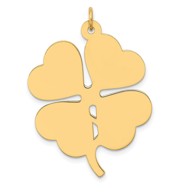 14k Plain .018 Gauge Engravable Clover Disc Charm, 37 x 27mm