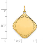 14K Patterned .018 Gauge Diamond-Shaped Engravable Disc Charm view