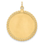 14K Patterned .013 Gauge Engravable Rope Disc w/Satin Back, 39 x 28mm view