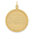 14K Patterned .013 Gauge Engravable Rope Disc w/Satin Back, 36 x 26mm