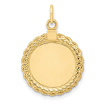 14K Plain .013 Gauge Circular Engravable Disc with Rope Charm, 27 x 17mm view