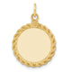 14K Plain .013 Gauge Circular Engravable Disc with Rope Charm, 27 x 17mm