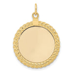 14K Plain .013 Gauge Circular Engravable Disc with Rope Charm, 32 x 21mm view