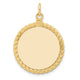 14K Plain .013 Gauge Circular Engravable Disc with Rope Charm, 32 x 21mm