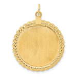 14K Plain .013 Gauge Circular Engravable Disc with Rope Charm, 36 x 26mm view
