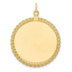 14K Plain .013 Gauge Circular Engravable Disc with Rope Charm, 39 x 28mm view