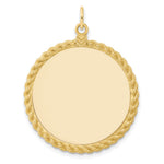 14K Plain .013 Gauge Circular Engravable Disc with Rope Charm, 39 x 28mm view