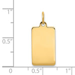 14K Plain .018 Gauge Rectangular Engravable Disc Charm, 23 x 11mm view