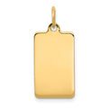 14K Plain .013 Gauge Rectangular Engravable Disc Charm, 23 x 11mm