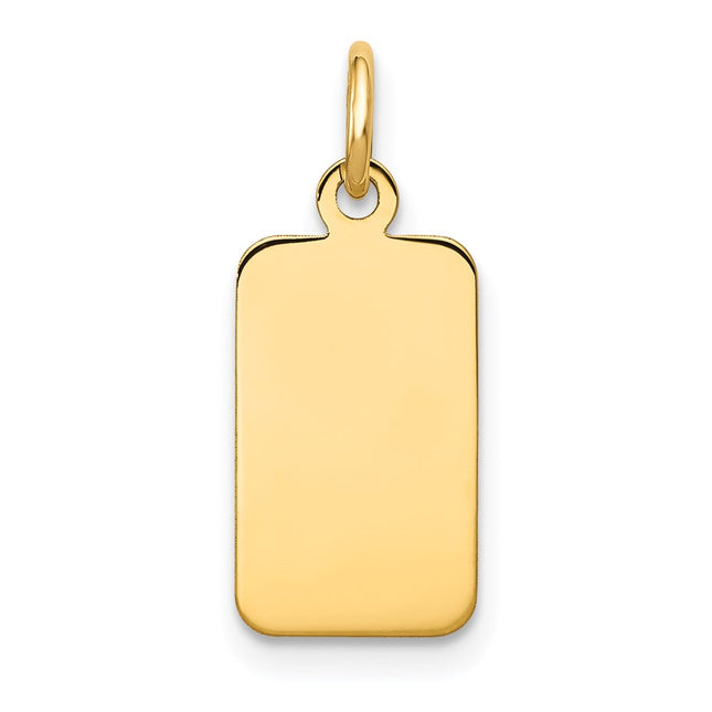14k Plain .018 Gauge Engravable Rectangular Disc Charm, 21 x 8mm