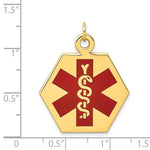14K Hexagon Red Enameled Medical Jewelry Pendant, 32 x 26.5mm view