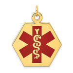 14K Hexagon Red Enameled Medical Jewelry Pendant, 32 x 26.5mm view