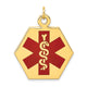 14K Hexagon Red Enameled Medical Jewelry Pendant, 32 x 26.5mm