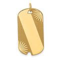 14K Patterned .018 Gauge Engravable Dog Tag Disc Charm, 32 x 15mm