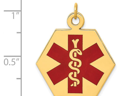 14k Hexagon Red Enameled Medical Jewelry Pendant (Style XM31)