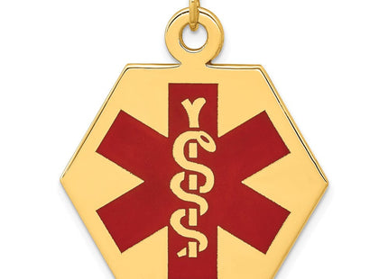 14k Hexagon Red Enameled Medical Jewelry Pendant (Style XM31)