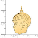 14K .018 Depth Engravable Boy Head Charm, 22 x 13mm view
