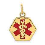 14K Hexagon Red Enameled Medical Jewelry Pendant, 20 x 15mm view