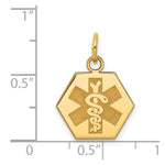 14K Hexagon Non-enameled Medical Jewelry Pendant, 20 x 15mm view