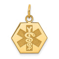 14K Hexagon Non-enameled Medical Jewelry Pendant, 20 x 15mm