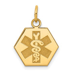 14K Hexagon Non-enameled Medical Jewelry Pendant, 20 x 15mm view