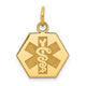 14K Hexagon Non-enameled Medical Jewelry Pendant, 20 x 15mm