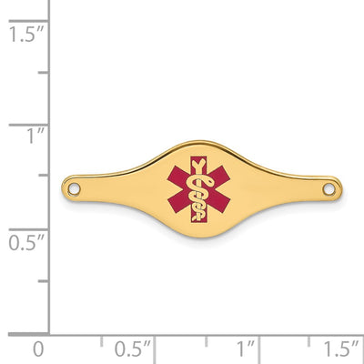 14K Red Enameled Shaped Medical ID Plate