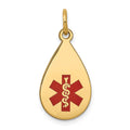 14K Round Red Enameled Medical Jewelry Pendant, 15 x 9.7mm