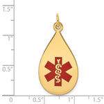 14K Teardrop Red Enameled Medical Jewelry Pendant view