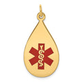14K Teardrop Red Enameled Medical Jewelry Pendant