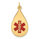 14K Teardrop Red Enameled Medical Jewelry Pendant