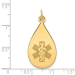 14K Teardrop Non-enameled Medical Jewelry Pendant view