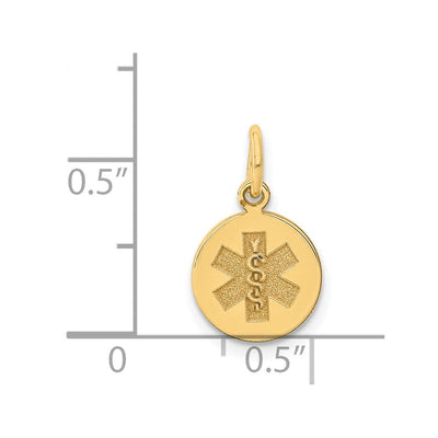 14K Round Non-enameled Medical Jewelry Pendant, 15 x 9.7mm