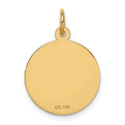14K Round Non-enameled Medical Jewelry Pendant, 22 x 16mm