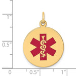 14K Round Red Enameled Medical Jewelry Pendant, 26 x 19mm view