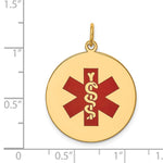 14K Round Red Enameled Medical Jewelry Pendant, 30 x 22mm view