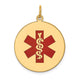 14K Round Red Enameled Medical Jewelry Pendant, 30 x 22mm