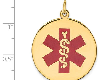 14k Round Red Enameled Medical Jewelry Pendant (Style XM410)