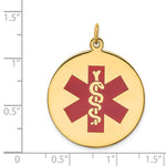 14K Round Red Enameled Medical Jewelry Pendant, 33 x 25.3mm view