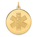 14K Round Non-enameled Medical Jewelry Pendant, 33 x 25.3mm
