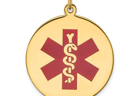 14k Round Red Enameled Medical Jewelry Pendant (Style XM410)