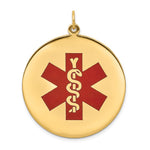 14K Round Red Enameled Medical Jewelry Pendant, 40 x 31.8mm view